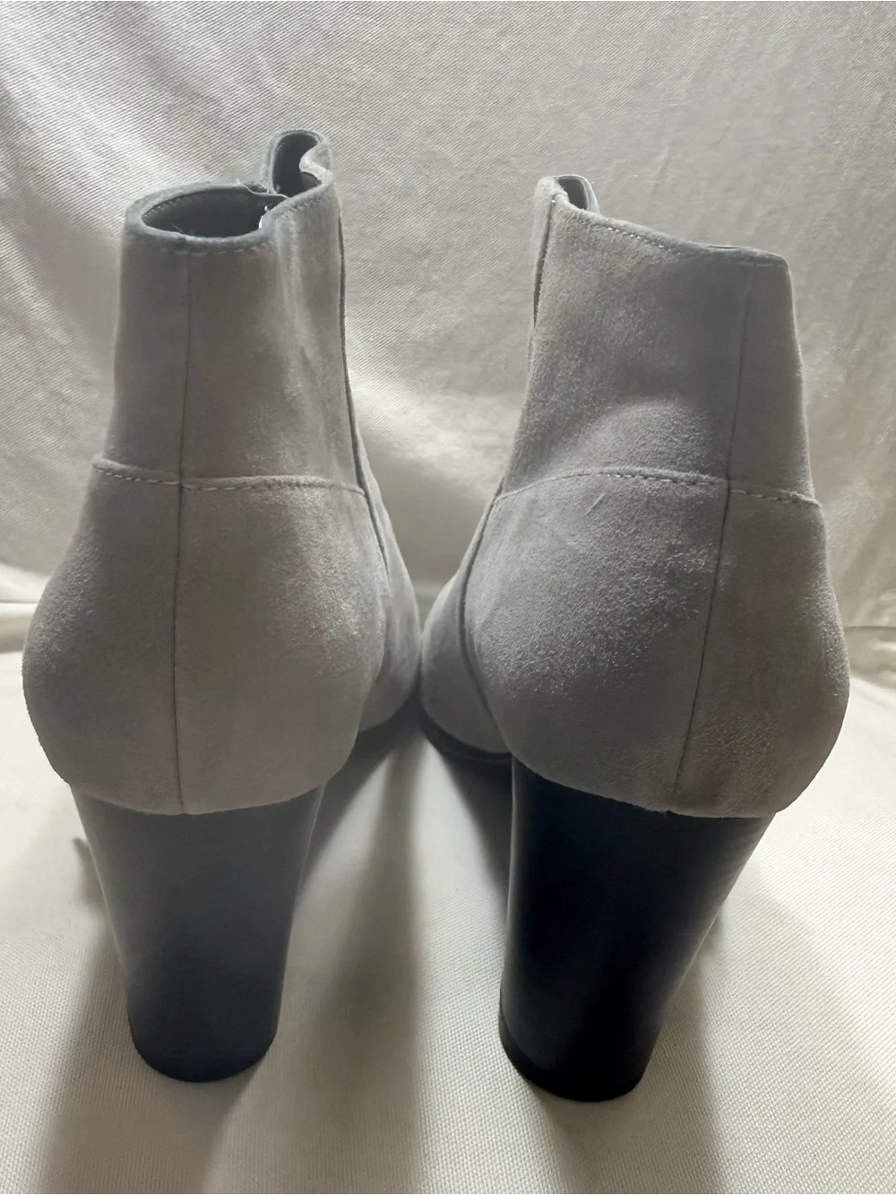 Cole Haan Light Gray Suede Ankle Booties with Side Zip